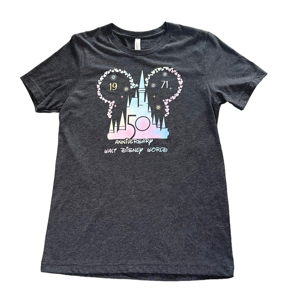 Disney 1971 Tee Shirt Cannes Festival 50th Anniversary Top Medium Gray Tie Dye